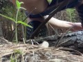 Booty out, stream flowing, wild piss in the woods from a filthy tease