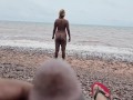 NUDE Slut on the BEACH Lets a Stranger CUM in Her Mouth and Pussy