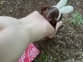 Cute Forest Bunny Tries Hiker’s Meaty Carrot in Her Tight Pussy for The First Time, Outdoors!