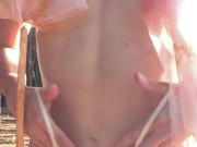 Panties Off In The Forest, Completely Naked Slut Shows It All For You Outdoors