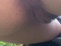 Pussy Dripping After Wet Outdoor Piss In The Garden, Slut Shows It Close Up