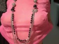 Titty Play In See Thru Pink Mesh Top and Necklace