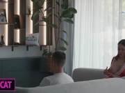 Step mom Seduces Step son While Husband’s Away—Will Her Naughty Phone Call End in a Taboo Fuck?!