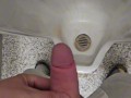 Public Piss Boner and Cumshot ~ Horny Peeing in Urinal I Almost Got Caught