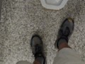 Public Piss Boner and Cumshot ~ Horny Peeing in Urinal I Almost Got Caught