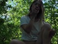 Schoolgirl Takes Classmate Into the Woods Shows Pussy and Tits Masturbates Publicly