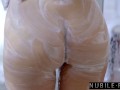 American beauty Kagney Linn Karter soapy titty fucking flexible shower fuck
