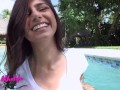 MIA KHALIFA - Pool Sex With Mia Khalifa Ends With Her First Creampie And A Huge Smile On Her Face