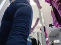 Sexy and naughty MILF trying on clothes naked. Sexy hairy latina tries on clothes