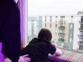 Femboy suck & fuck by the hotel window