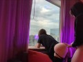 Femboy suck & fuck by the hotel window