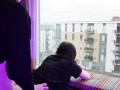 Femboy suck & fuck by the hotel window