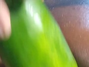 Black Girl Masturbates with Cucumber