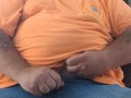 Bear Chub slapping balls at work