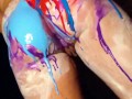 Stupid Slut Twerks & Shows Off Holes All Covered in Paint