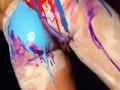 Stupid Slut Twerks & Shows Off Holes All Covered in Paint
