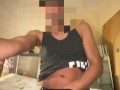 Boy prostitute high in an abandoned squat showing off to live webcam waiting for client