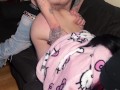 Free use teen HelloKitty goth girl being used while watching a movie