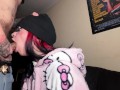 Free use teen HelloKitty goth girl being used while watching a movie
