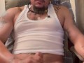 Hot Latino Thug Tatted Up Talking Dirty and Masturbating and Cums Hard On Table While On Phone