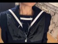 【制服ザーメン】清楚系JKセーラー服にザーメン大量ぶっかけ（熊●・第●）