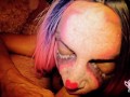 Sexy Milf Clown sucks a big dick before her silly clown pussy gets filled.
