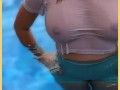 Wifey wet shirt in the pool with perfect braless tits