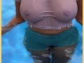 Wifey wet shirt in the pool with perfect braless tits