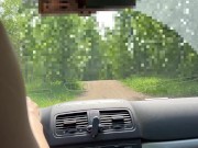 Public Sex.A Red-Haired Bitch Sat On A Dick and Went For A Ride Behind The Wheel of a car