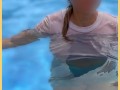 Wifey wet shirt in the pool with perfect braless tits