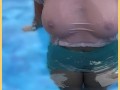 Wifey wet shirt in the pool with perfect braless tits