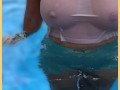 Wifey wet shirt in the pool with perfect braless tits