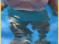Wifey wet shirt in the pool with perfect braless tits