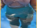 Wifey wet shirt in the pool with perfect braless tits