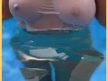 Wifey wet shirt in the pool with perfect braless tits