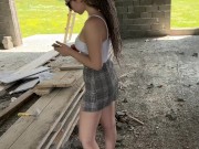 Shared his hot busty girlfriend with his stepfather in an abandoned house
