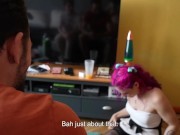 Petite french slut sucks dick in the kitchen and asks for a gangbang - Cuckhold