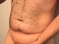 Male masturbation in front of mirror after getting high