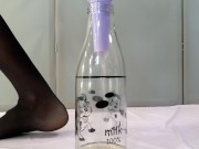 I pee through a funnel into a bottle. I got a lot.