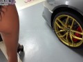 Luxury whore gets fucked by her client against the hood of his Lamborghini