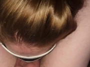 69 Blowjob close up red head babe swallowing cock