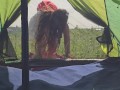 Voyeur HAIRY BUSH Pussy of a Hot Camping Girl # Naked tanning