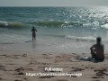 Wife shows her pussy to strangers on the beach. Public exposure.