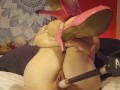 Pink Heels CLOSE Up Teen Pussy Cumming with Fuck Machine! Upskirt Shaved