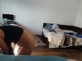 Amateur wife does housework naked. Milf with hairy pussy, big ass.