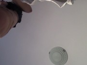 Amateur wife doing housework naked. Milf with hairy pussy, big ass.