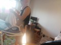 Amateur wife doing housework naked. Latina with hairy pussy, big ass.
