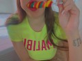 Slutty teen uses big lollipop in her pussy to masturbate like a bad girl
