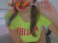 Slutty teen uses big lollipop in her pussy to masturbate like a bad girl