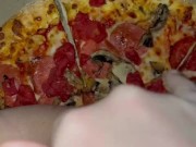 PIZZA-CUM ON FOOD-KINKY FETISH FEMALE MASTURBATION-BEST TEEN AMATEUR-ARABIAN SNOWWHITE-LOS ANGELES G